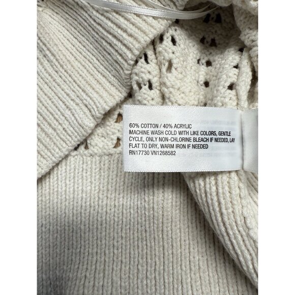 UNIVERSAL THREAD SWEATER OPENWORK KNIT CREAM V-NECK PULLOVER SIZE M NEUTRAL NWT - Picture 6 of 8
